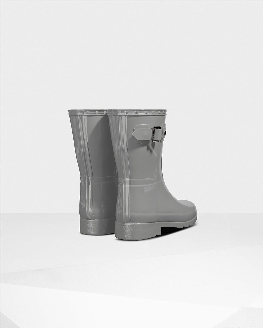 Hunter Refined Slim Fit Gloss Short Rain Boots - Online Shop Womens Grey - QIEGMW964